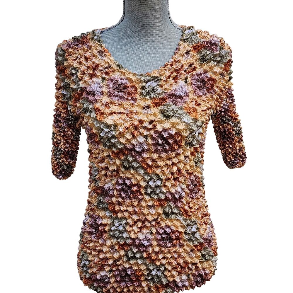 Vtg 90s Popcorn Top One Size Super Stretch Versatile Corp Core Layering Packable